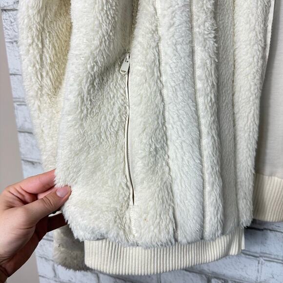 Athleta Jacket Willow Fleece Sherpa Teddy Zip Front White Cream Ivory XL - Picture 7 of 8